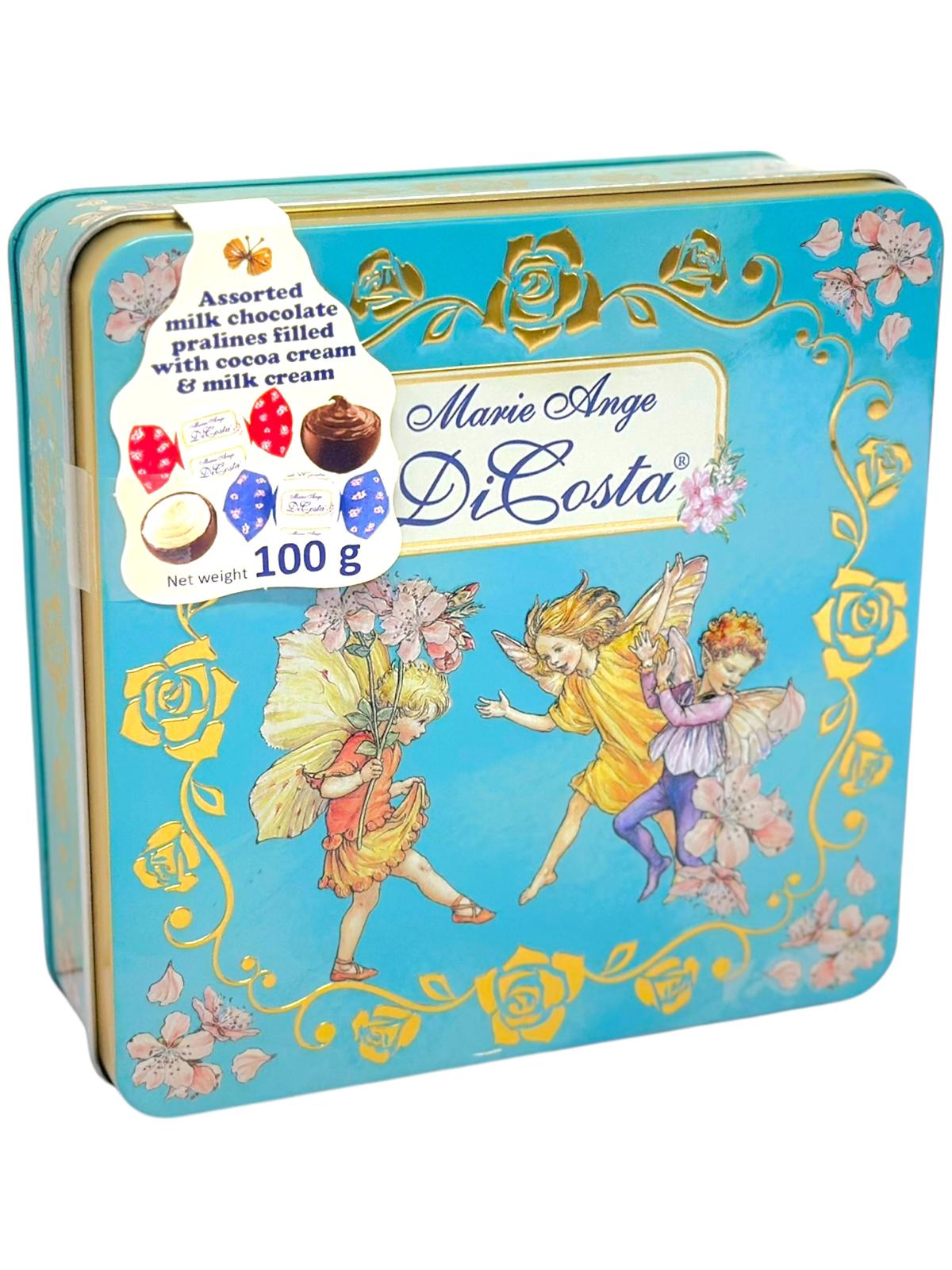 Marie Ange di Costa Flower Fairy Italian Assorted Milk Chocolate Pralines—Il Quadretto in Cyan 100g (Best Before 31-12-2026)
