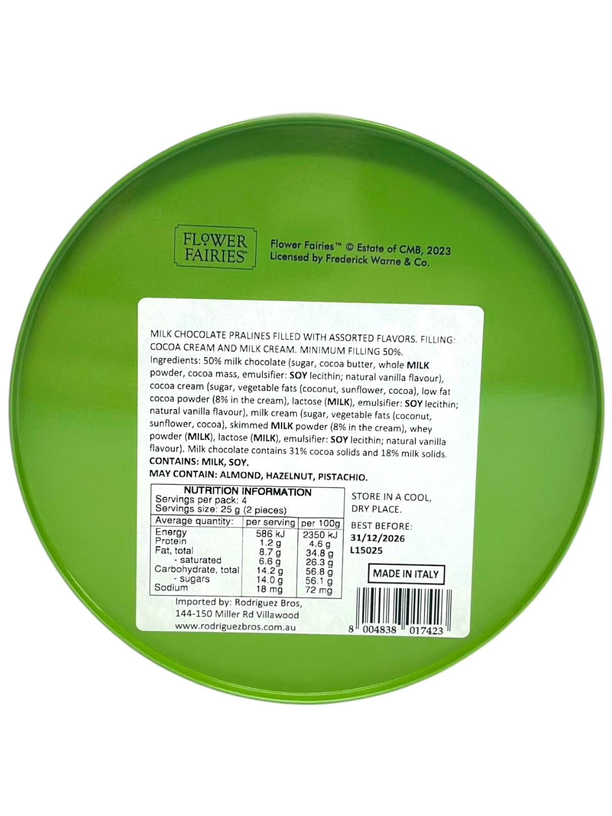 Marie Ange di Costa Flower Fairy Italian With Italian Praline Chocolates Filled with cocoa cream & milk cream —Il Girotondo in Green 100g (Best Before 31-12-2026)