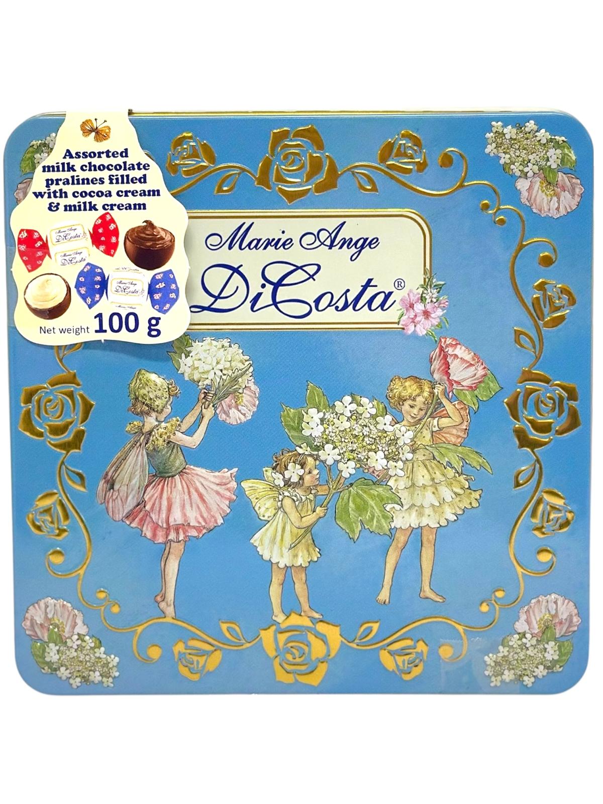 Marie Ange di Costa Flower Fairy Italian Assorted Milk Chocolate Pralines—Il Quadretto in Light Blue 100g (Best Before 31-12-2026)