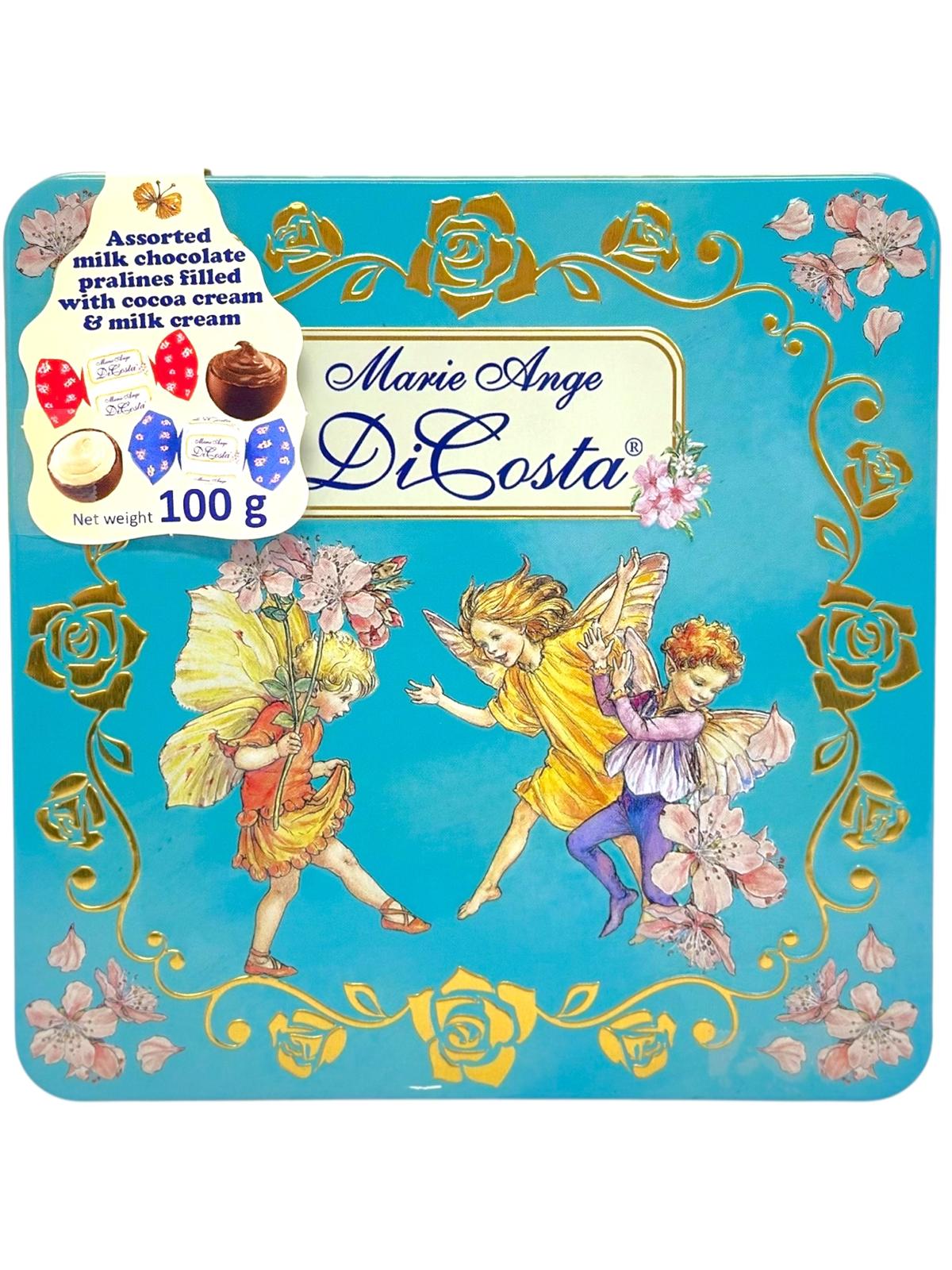 Marie Ange di Costa Flower Fairy Italian Assorted Milk Chocolate Pralines—Il Quadretto in Cyan 100g (Best Before 31-12-2026)