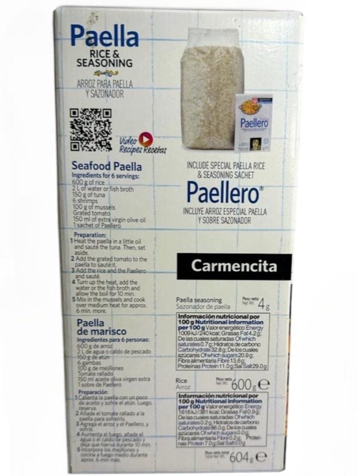 Carmencita Spanish Paella Rice And Seasoning 604g - 2 Pack 1.2kg total