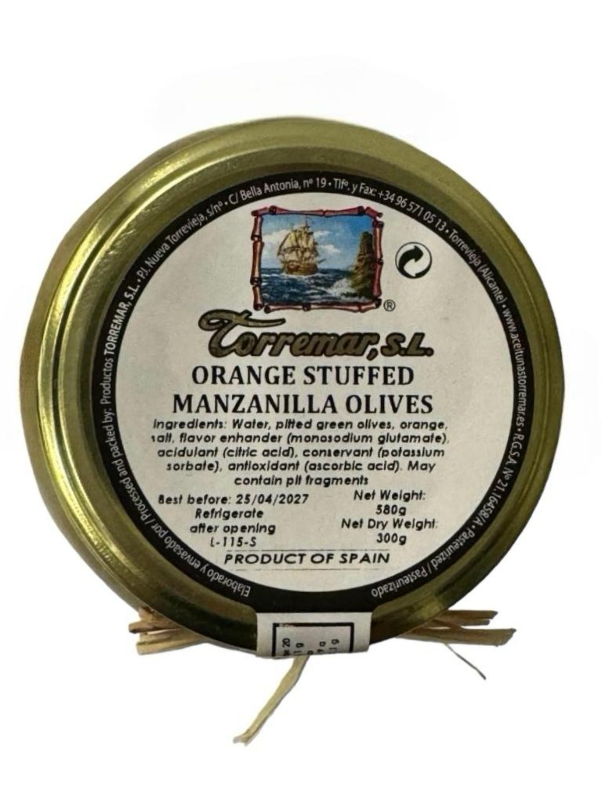 Torremar Spanish Orange Stuffed Manzanilla Olives 580g