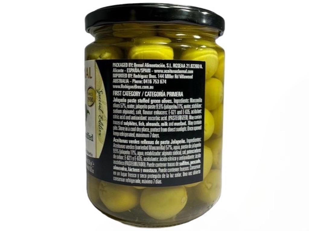 Bernal Gourmet Spanish Jalapeno Stuffed Olives 440g x2 Twin Pack