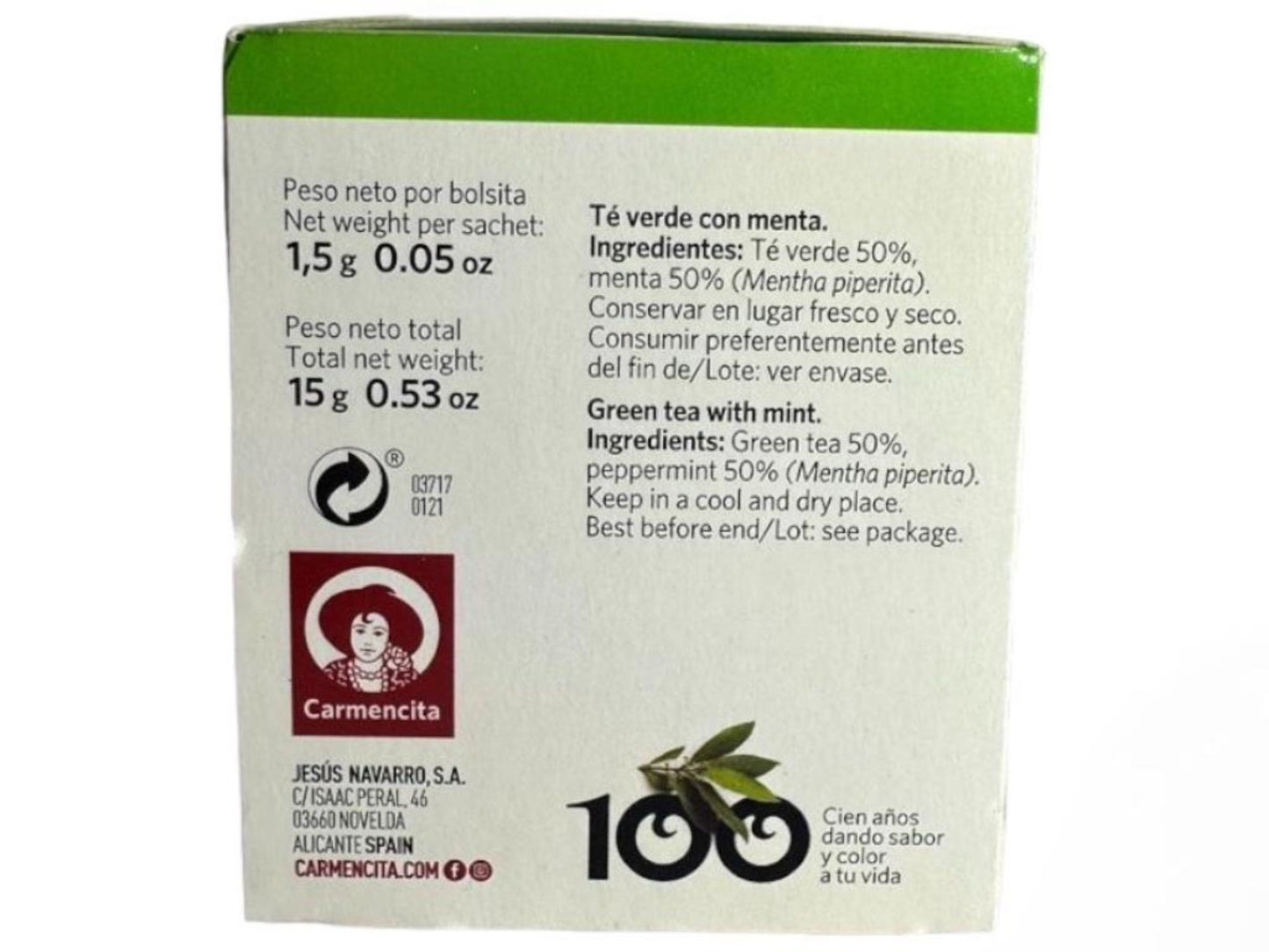 Carmencita Green Tea With Mint 10x bags 15g (Best Before 01-05-2025)