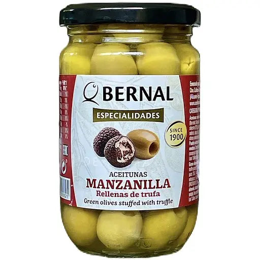 Bernal Especialidades Aceitunas Manzanilla con Trufa Green Olives Stuffed with Truffle 300g (Best Before 14-11-2026)