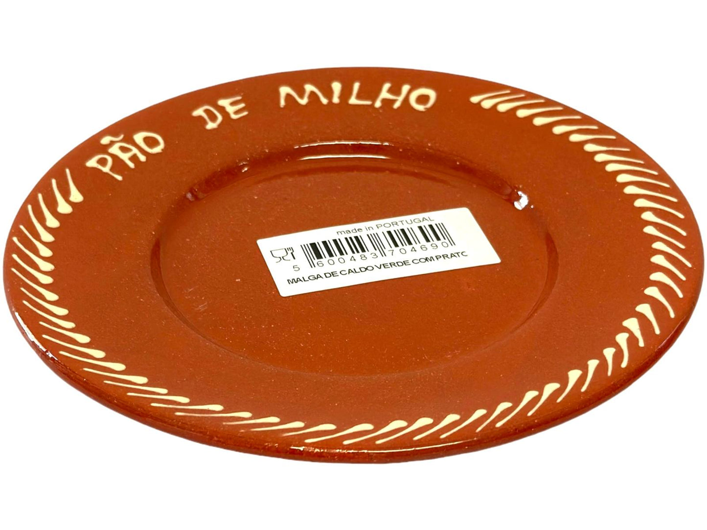 Edgar Picas Malga De Caldo Verde Com Prato Regional Portuguese Terracotta Soup Bowl and Bread Dish 13cm, 16cm