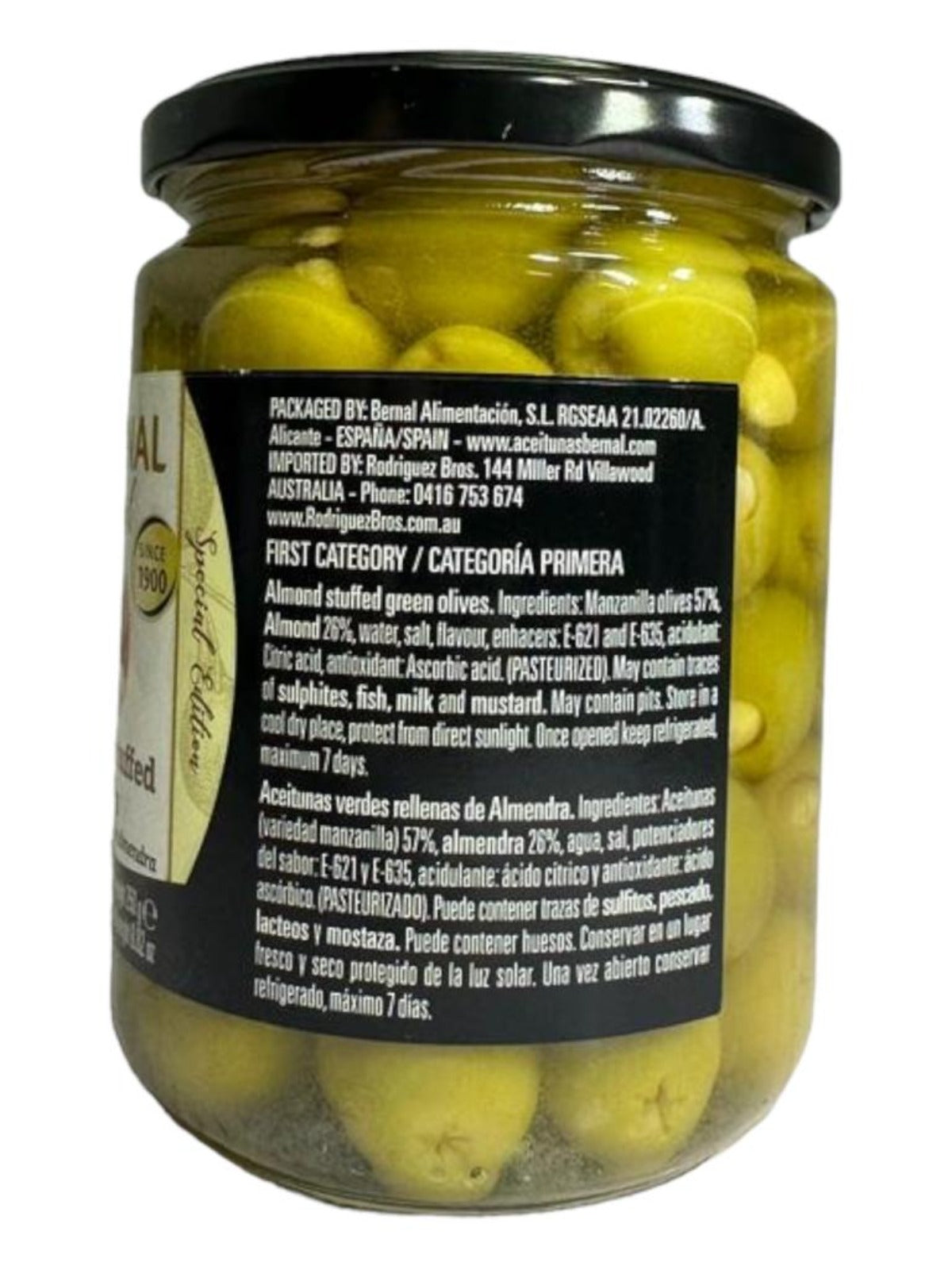 Bernal Gourmet Spanish Almond Stuffed Manzanilla Olives 2 pack 436g x2