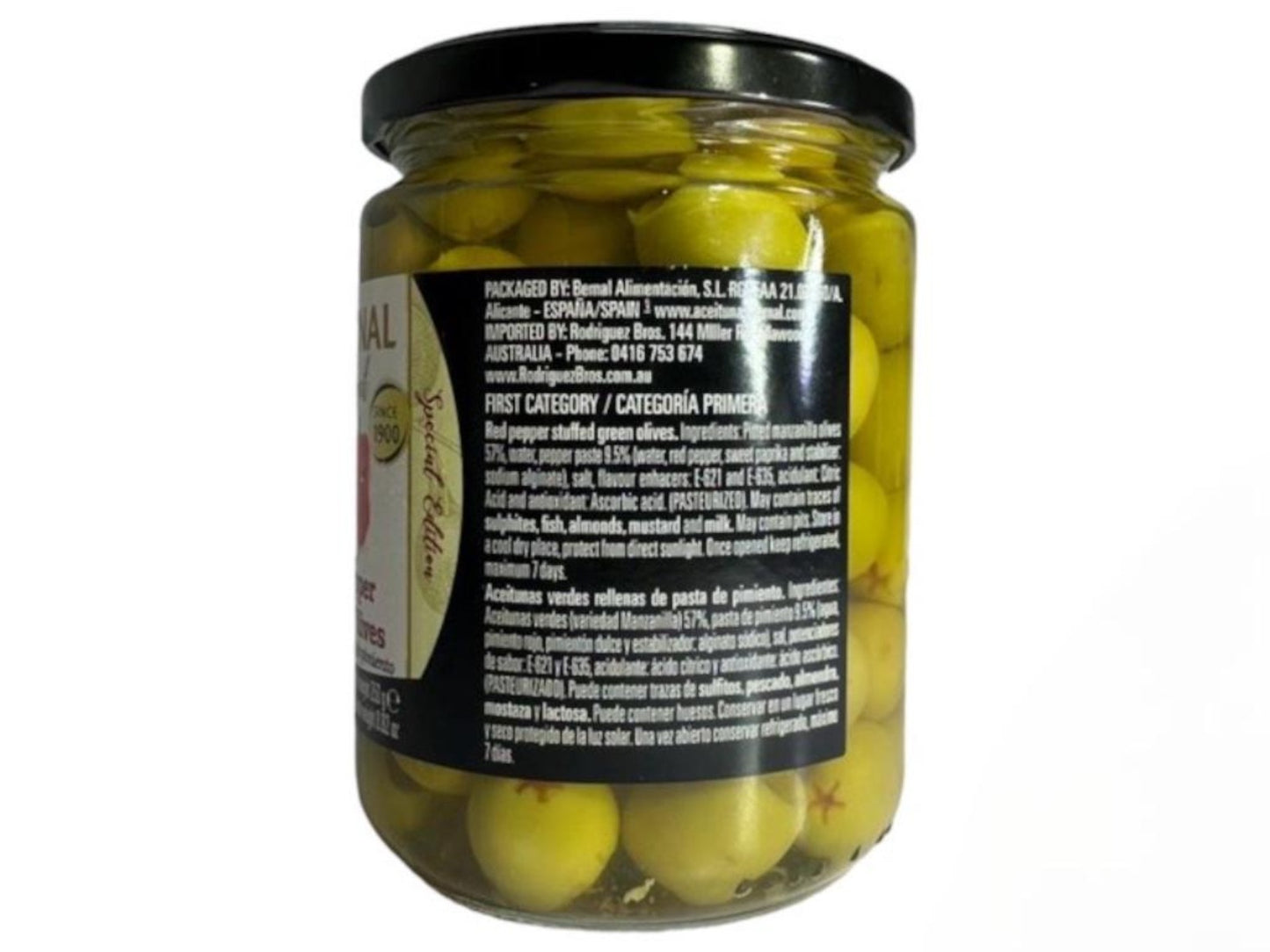 Bernal Gourmet Red Pepper Capsicum Stuffed Olives 2 Pack 436g x2