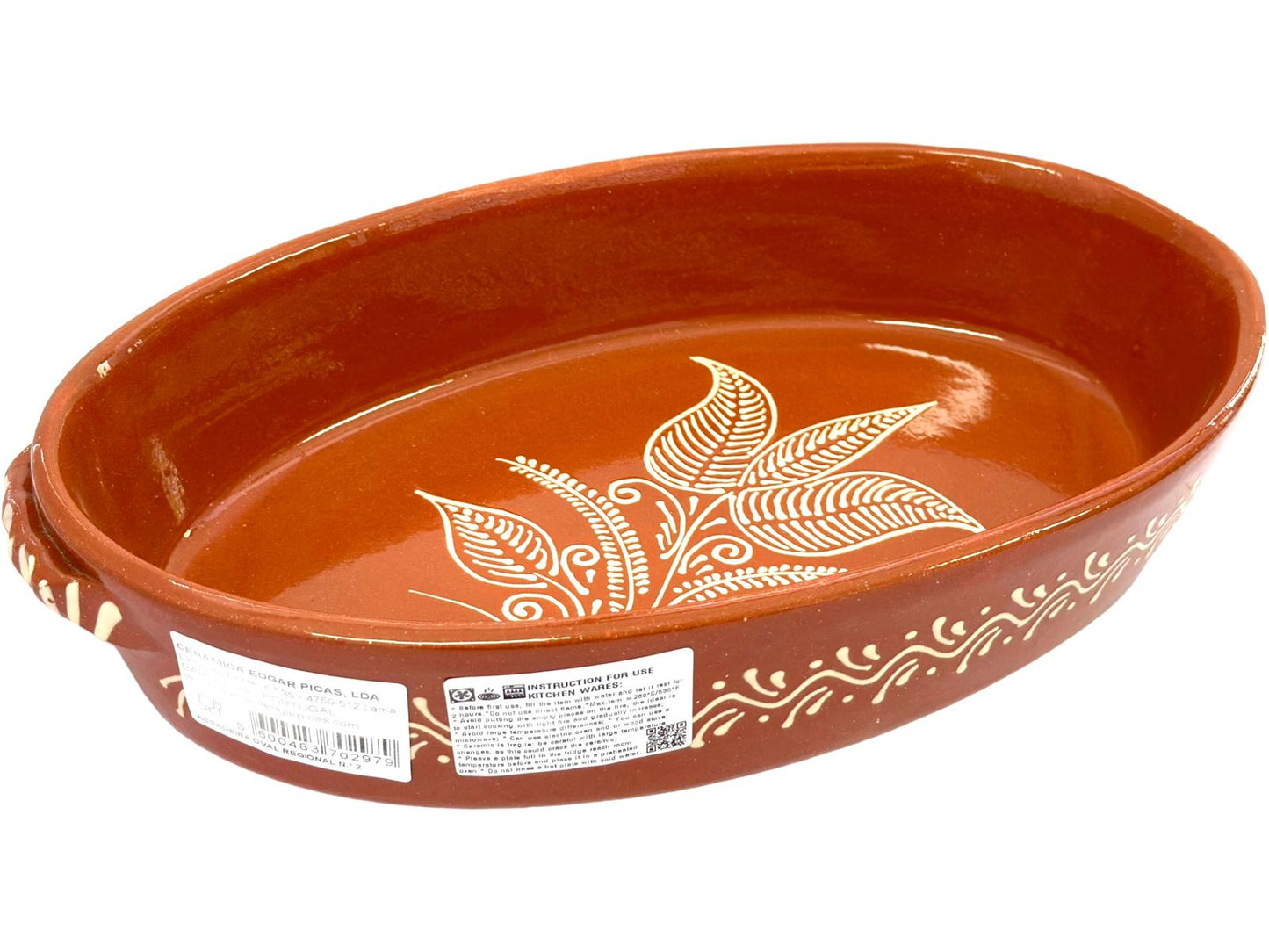 Edgar Picas Assadeira Oval Regional 2 Portuguese Terracotta Oval Baking Dish 37cm x 23cm x 7cm