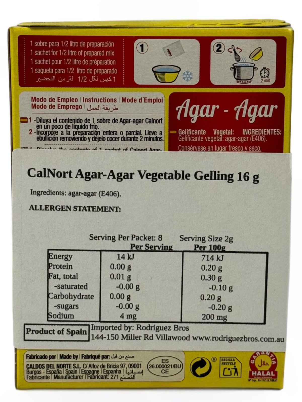 Calnort Agar-Agar Gelificante Vegetal 16g