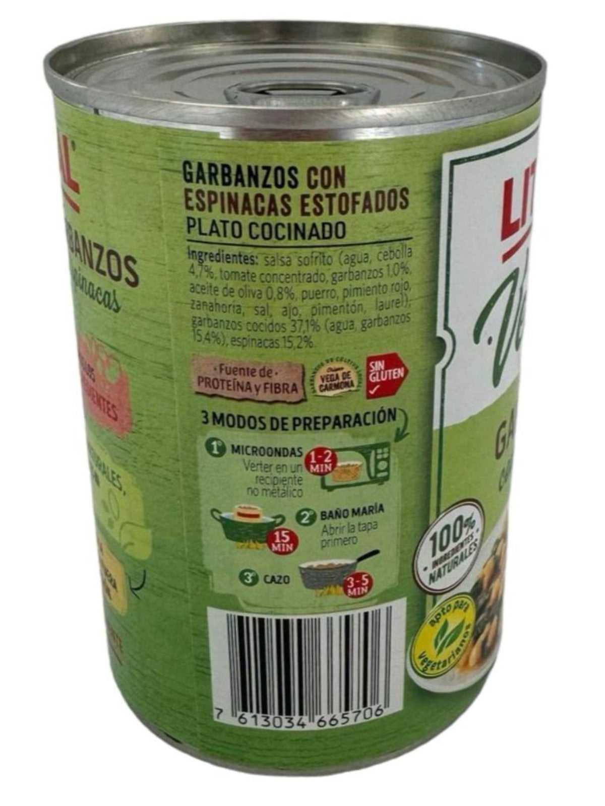 Litoral Vegetal Garbanzos con Espinacas Chickpeas with Spinach 420g - 6 Pack Total 2520g