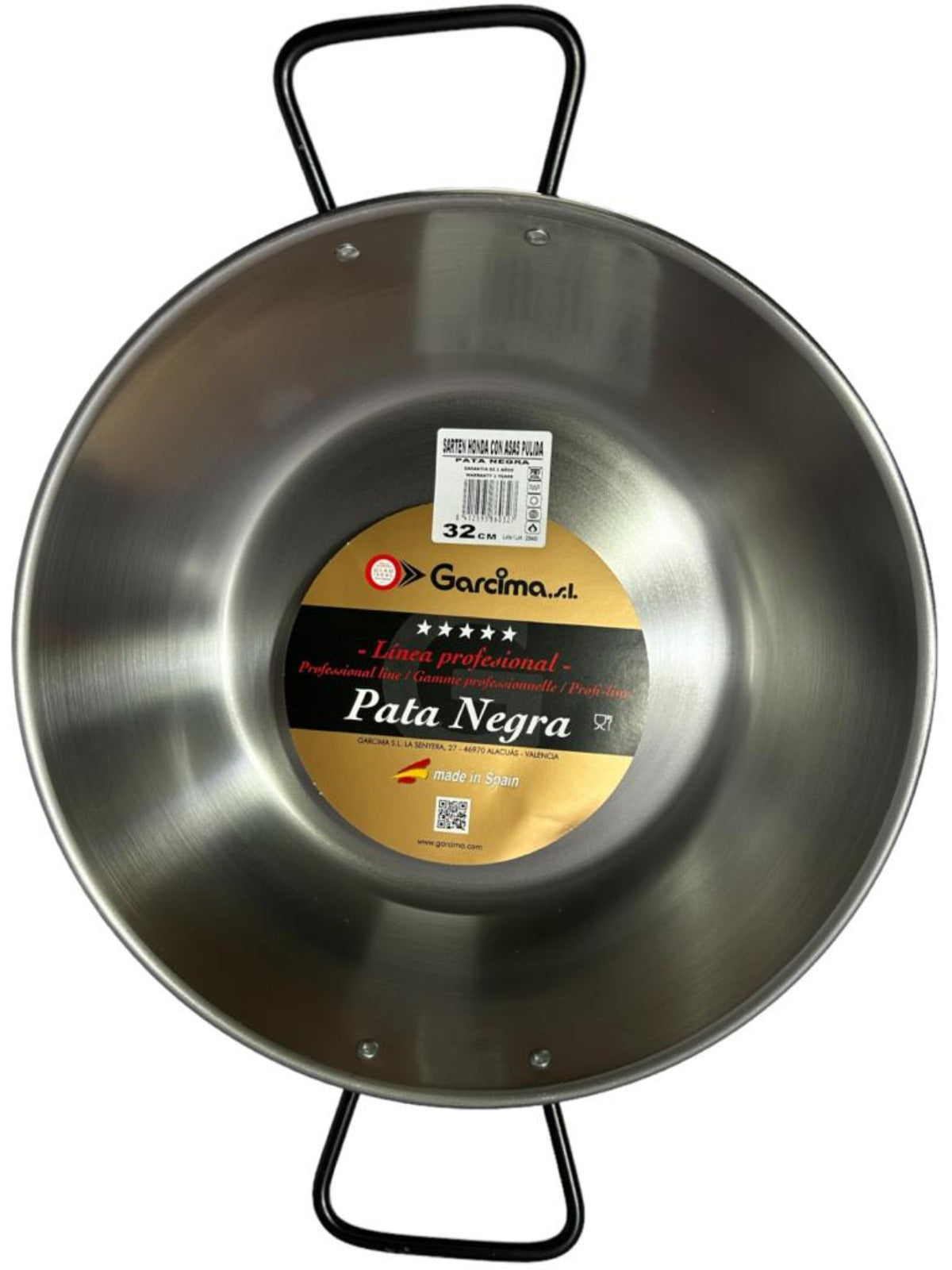 Garcima Pata Negra Sarten Honda con Asas Pulida Spanish Frying Pan 32cm
