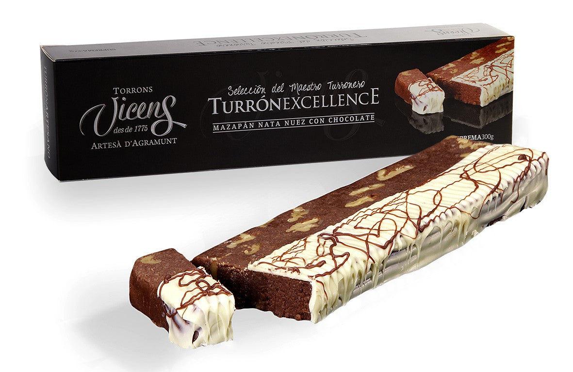 Vicens Marzipan Walnut Cream Nougat White Chocolate 300g (Best Before 01-08-2026)