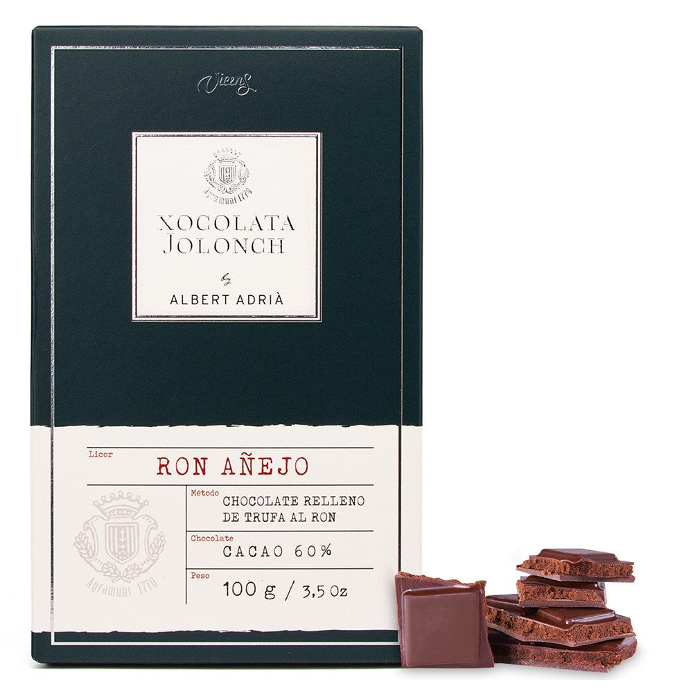 Vicens Xocolata Jolonch Chocolate Con Leche Relleno De Trufa Al Ron Dark Chocolate With Rum 100g