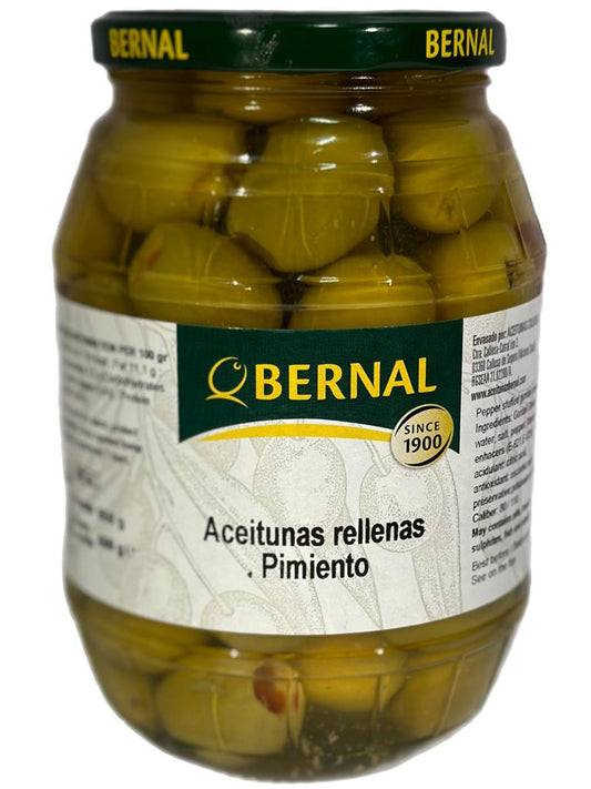 Bernal Aceitunas Rellenas Pimiento Spanish Gordal Olives Stuffed with Capsicum 1000g