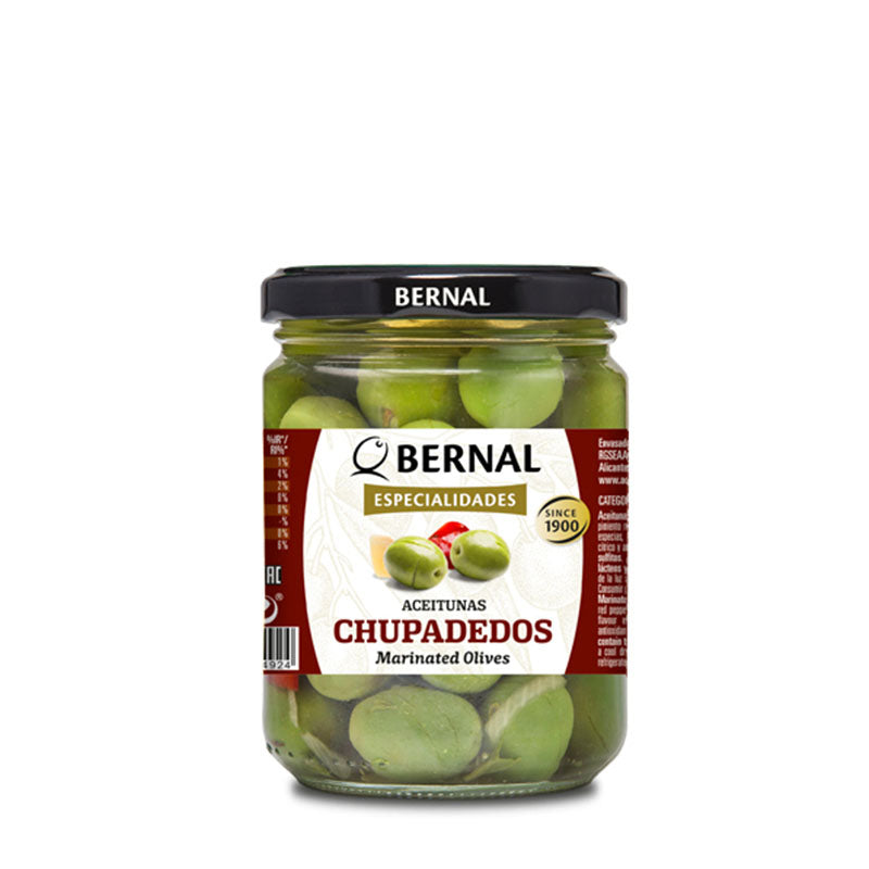 Bernal Especialidades Aceitunas Chupadedos Marinated Olives 436g Gross 250g Drained.