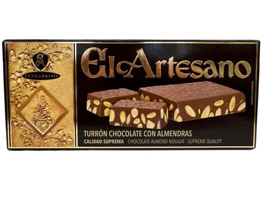 El Artesano Turron Chocolate Con Almendras Spanish Chocolate Nougat with Almonds 200g