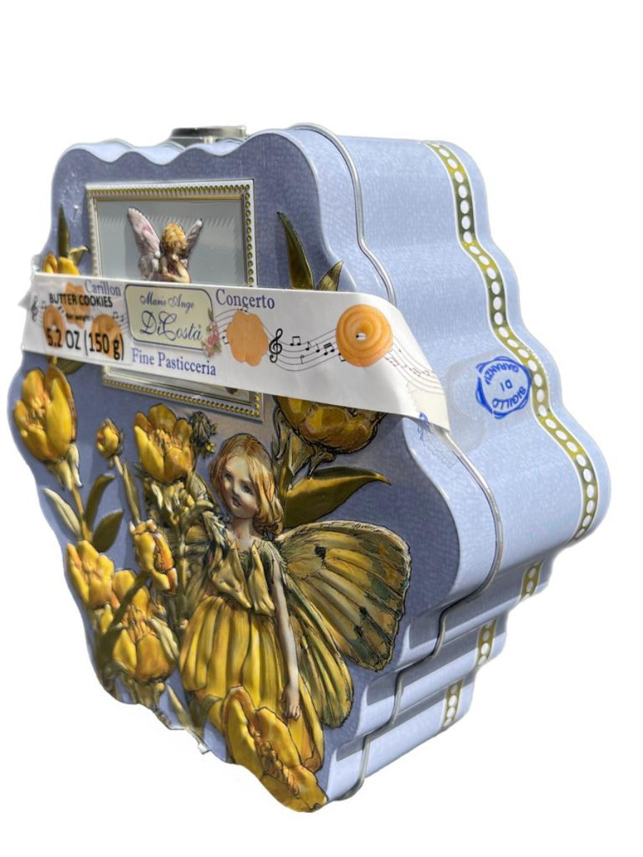 Marie Ange di Costa Italian Flower Fairy Music Box with Butter Cookies--Stella in Cyan 140g
