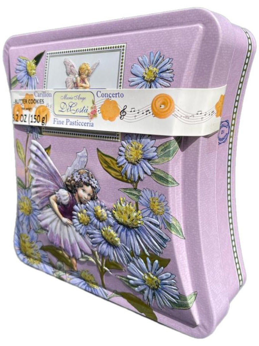 Marie Ange di Costa Italian Flower Fairy Music Box with Butter Cookies-The Hour Glass in Lilac 140g