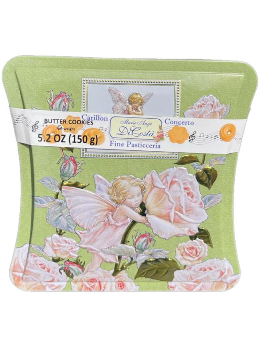 Marie Ange di Costa Italian Flower Fairy Music Box with Butter Cookies-The Hour Glass in Lime 140g
