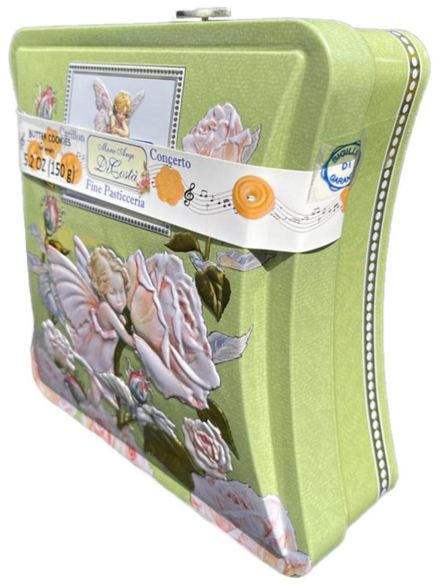 Marie Ange di Costa Italian Flower Fairy Music Box with Butter Cookies-The Hour Glass in Lime 140g