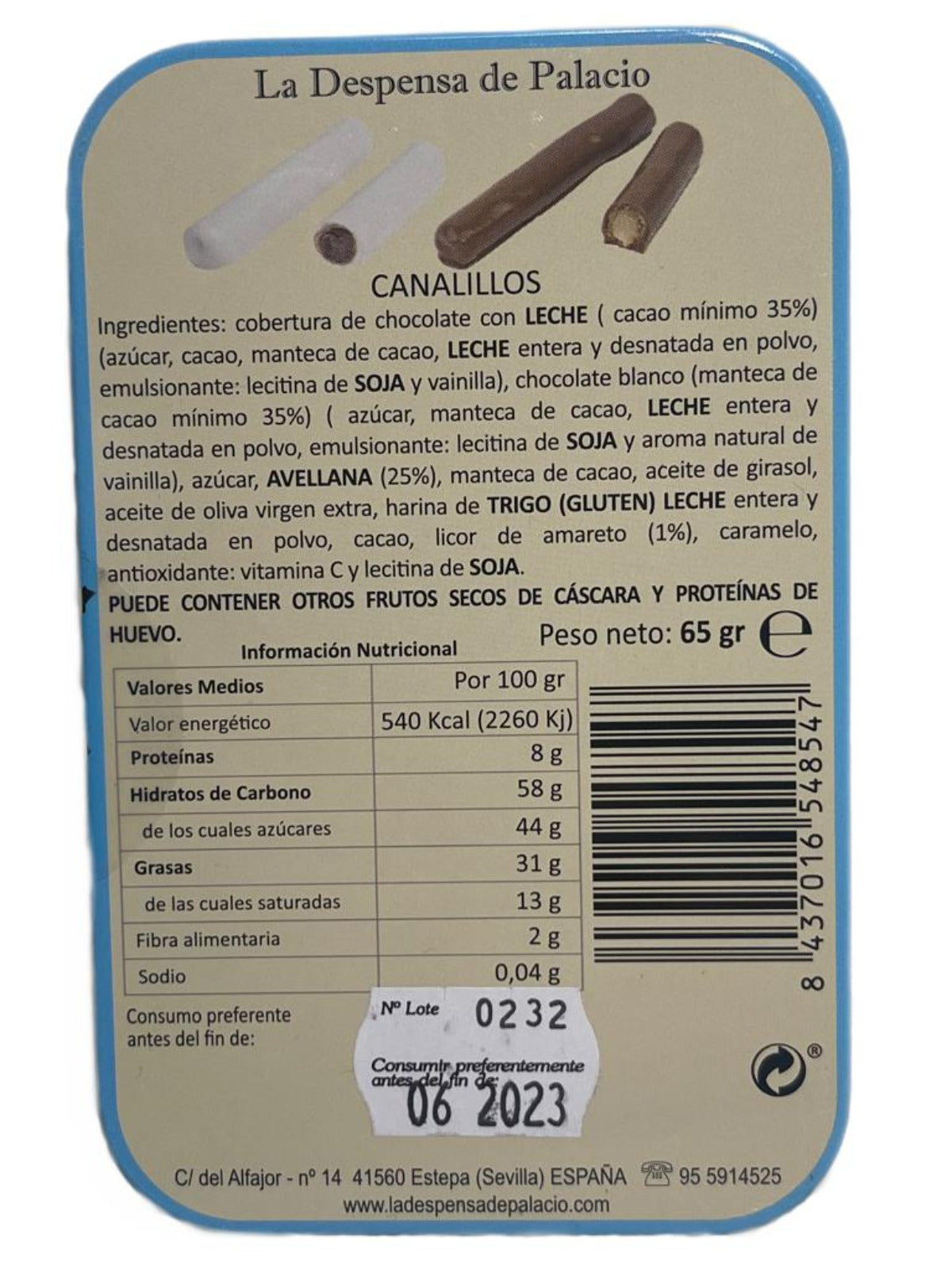 La Despensa de Palacio Canalillos Spanish Chocolate Cigars in Decorative Tin-El Chico de la Costa 65g
