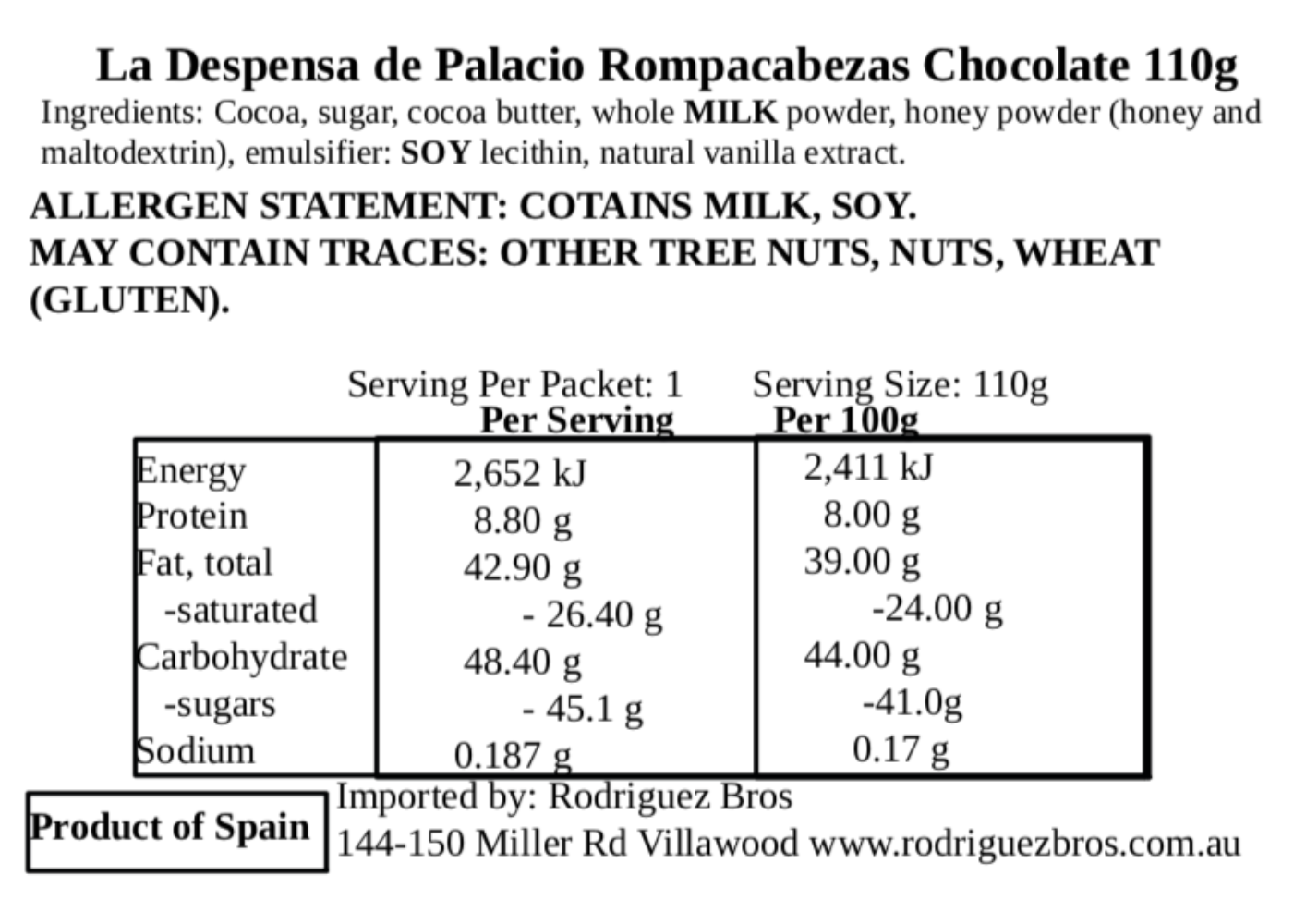 La Despensa de Palacio Spanish Chocolates in Decorative Gift Box Puzzle 110g