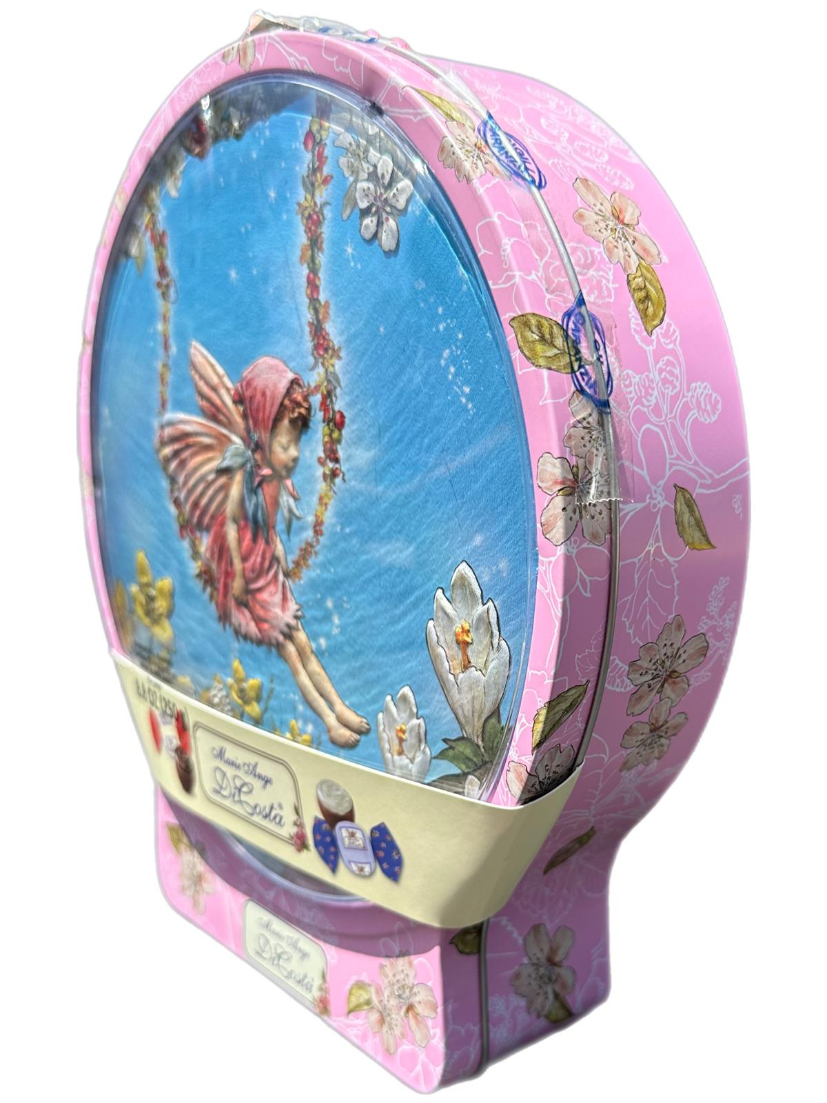 Marie Ange di Costa Italian Flower Fairy Circular Tin with Praline Chocolates in Rose 250g