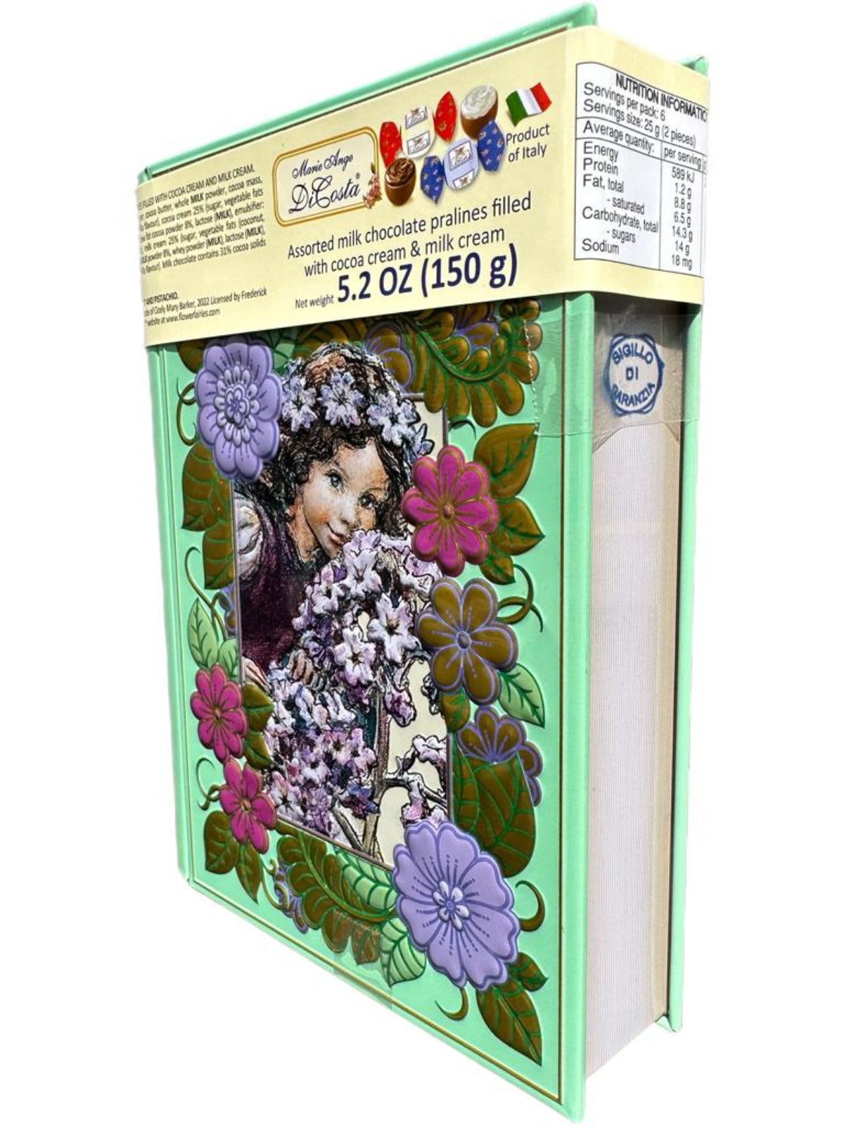 Marie Ange di Costa Flower Fairy Italian Praline Chocolates--Diary in Lime 140g
