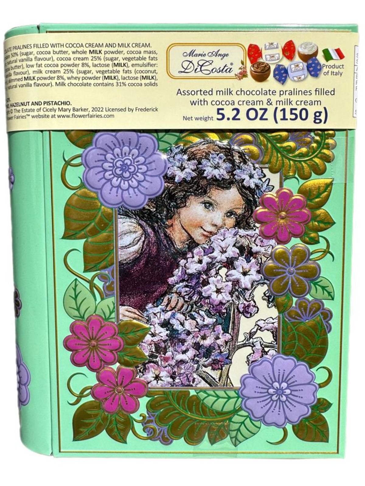 Marie Ange di Costa Flower Fairy Italian Praline Chocolates--Diary in Lime 140g