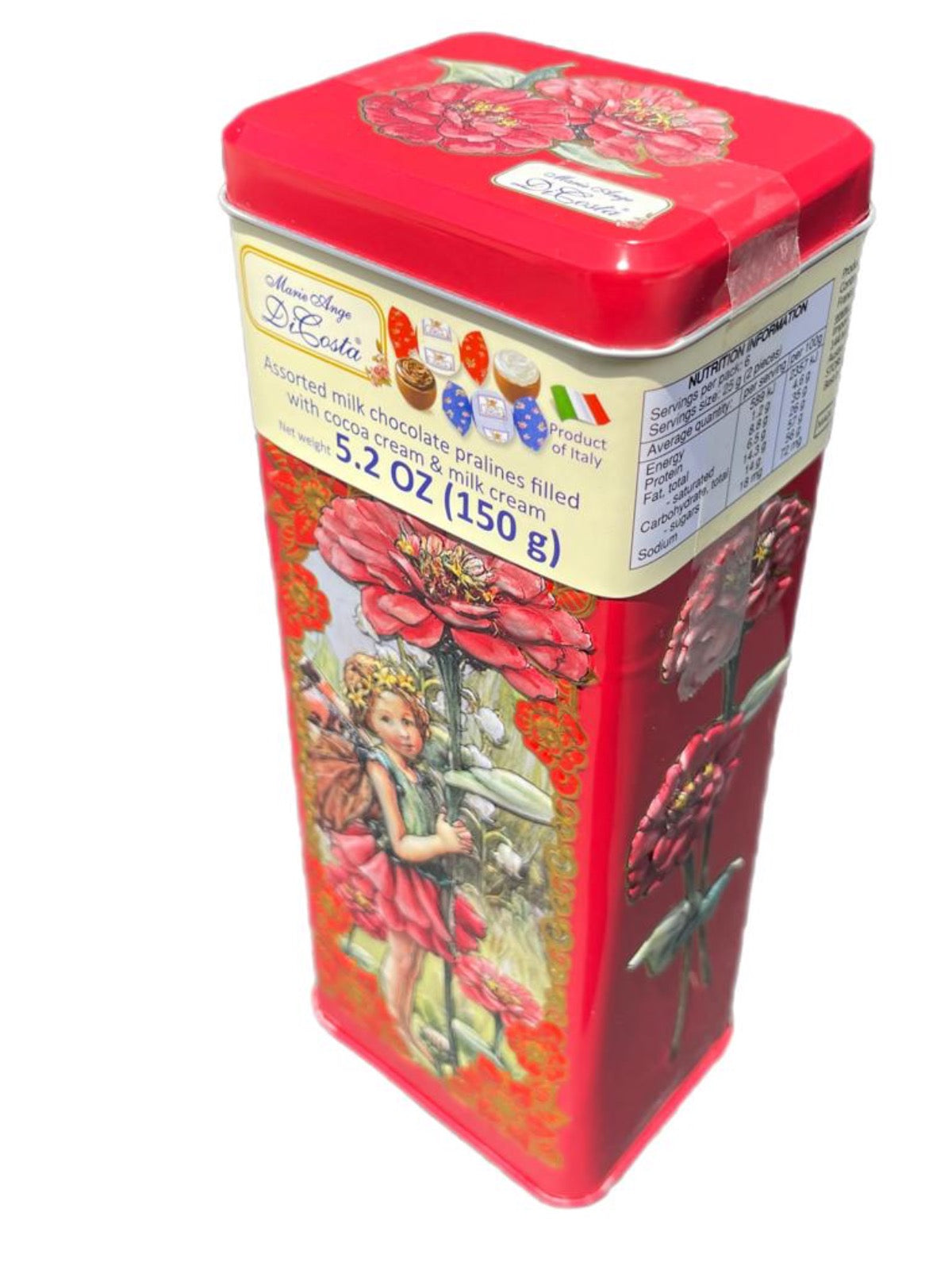Marie Ange di Costa Flower Fairy Italian Praline Chocolates-- Snella in Crimson 140g