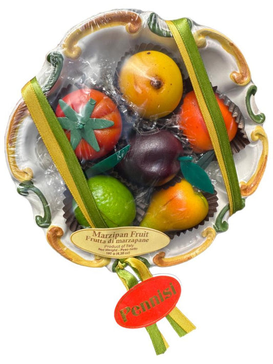 Pennisi Marzipan Fruit in Sicilian Terracotta Plate 270g