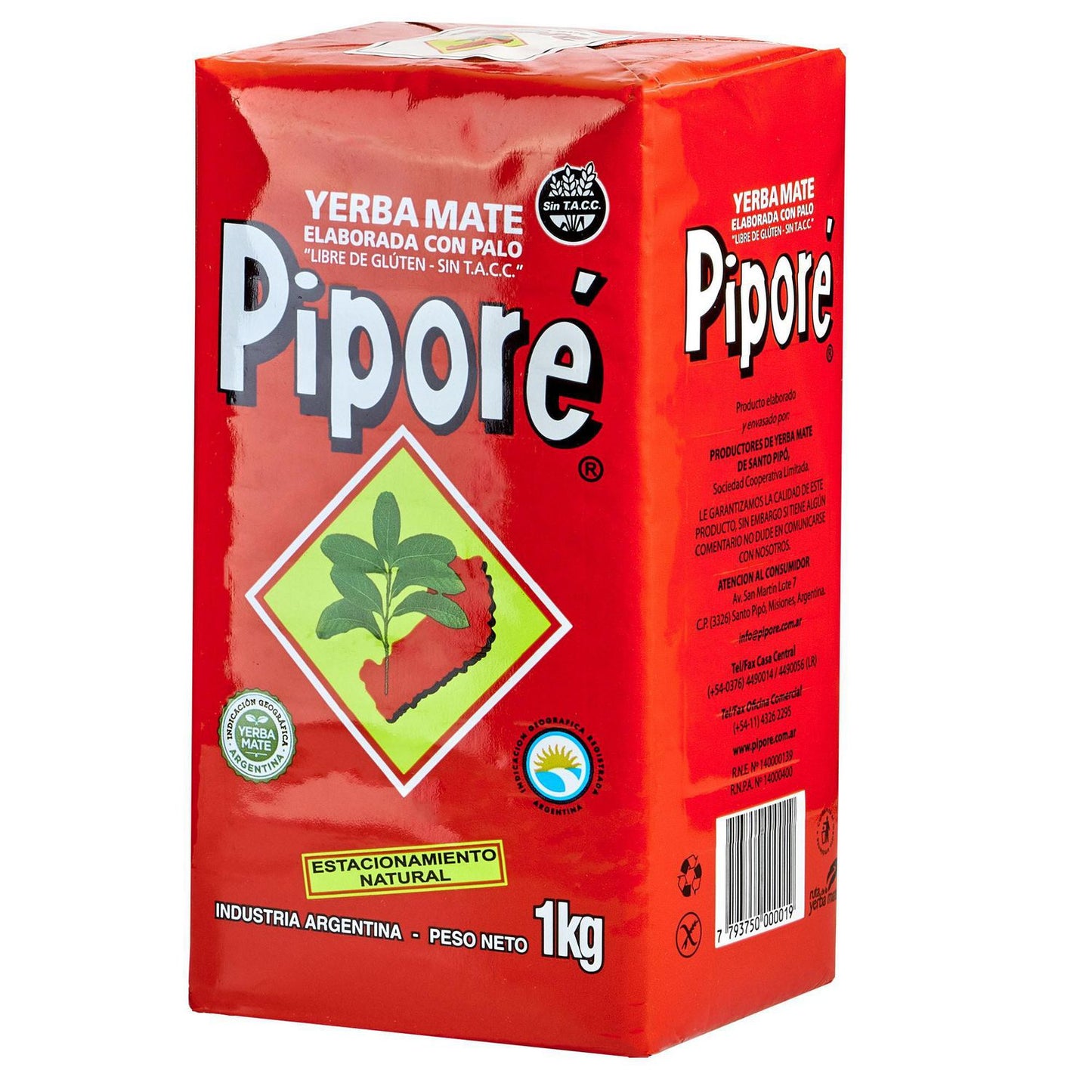 Pipore Yerba Mate Elaborada con Palo 1kg (Best Before 30-11-2028)