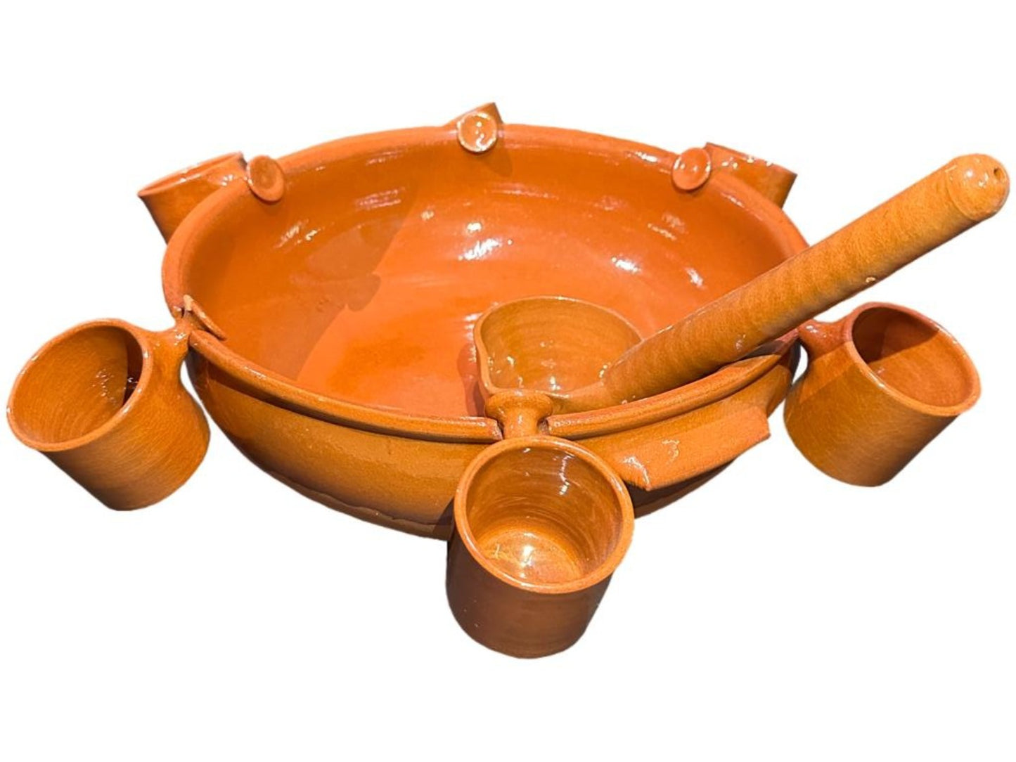 HP Padilla Spanish Terracotta Queimada Alcohol Serving Dish 30cm with 6 Cups and Ladle