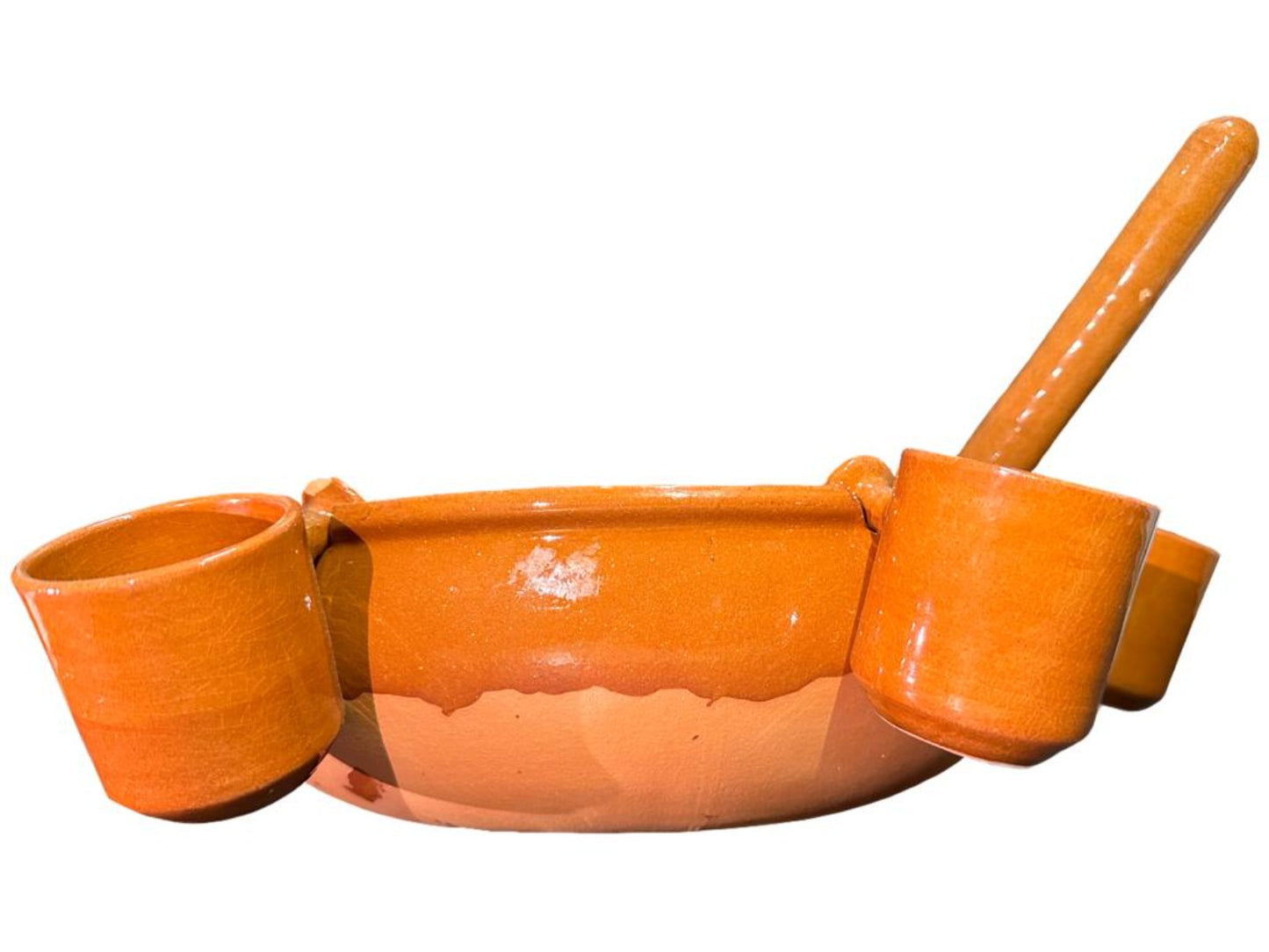 HP Padilla Spanish Terracotta Queimada Alcohol Serving Dish 30cm with 6 Cups and Ladle