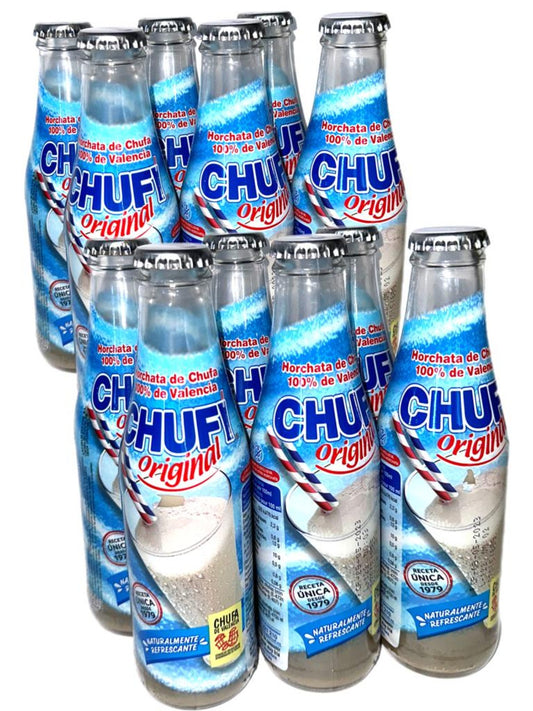 12 pack Chufi Horchata Spanish Tigernut Drink Glass Bottles 200ml