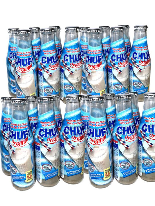 24 pack Chufi Horchata Spanish Tigernut Drink Glass Bottles 200ml