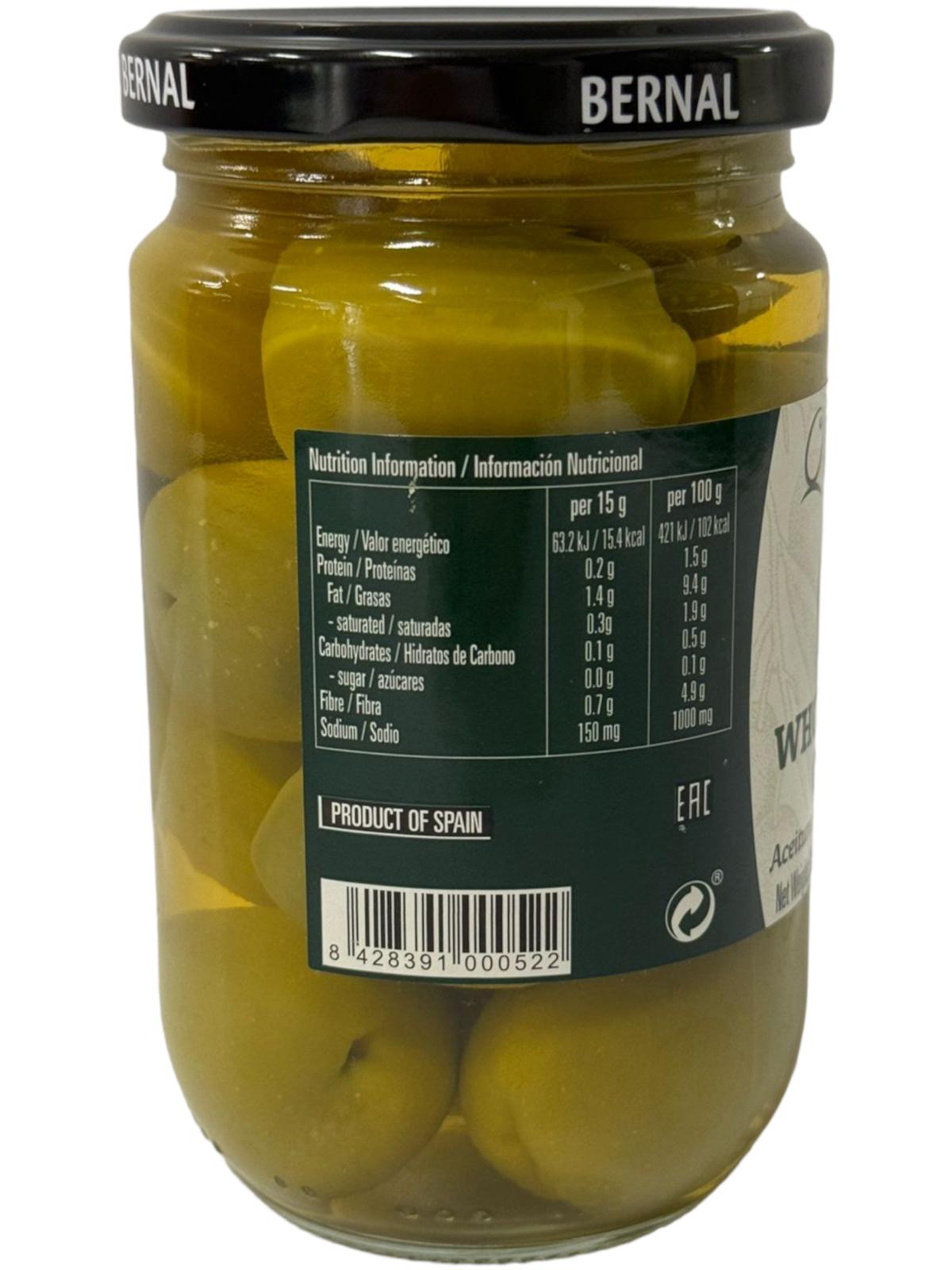 Bernal Gordal Whole Green Queen Olives 300g Best Before May 2027