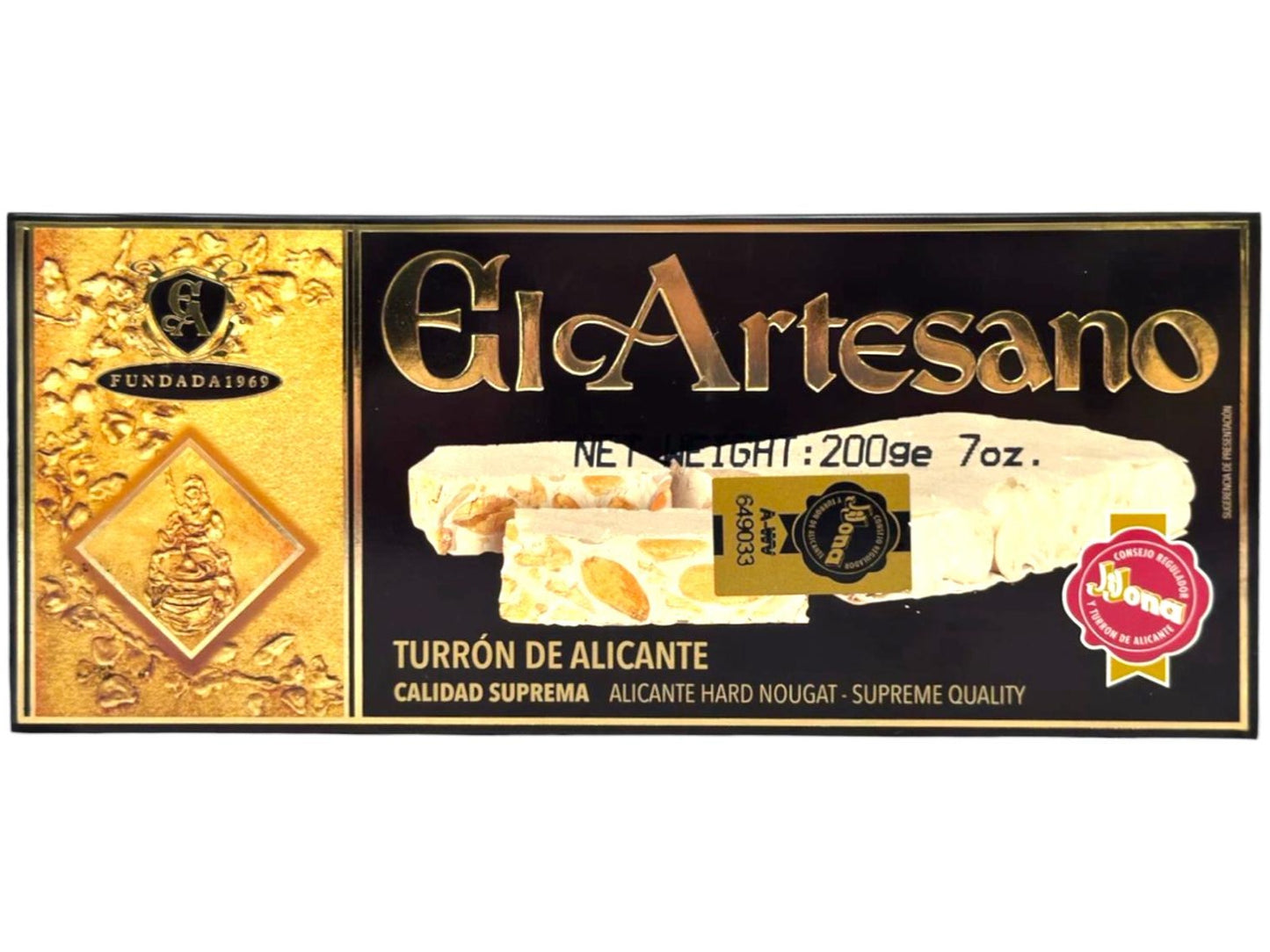 El Artesano Turron de Alicante Spanish Hard Nougat 200g