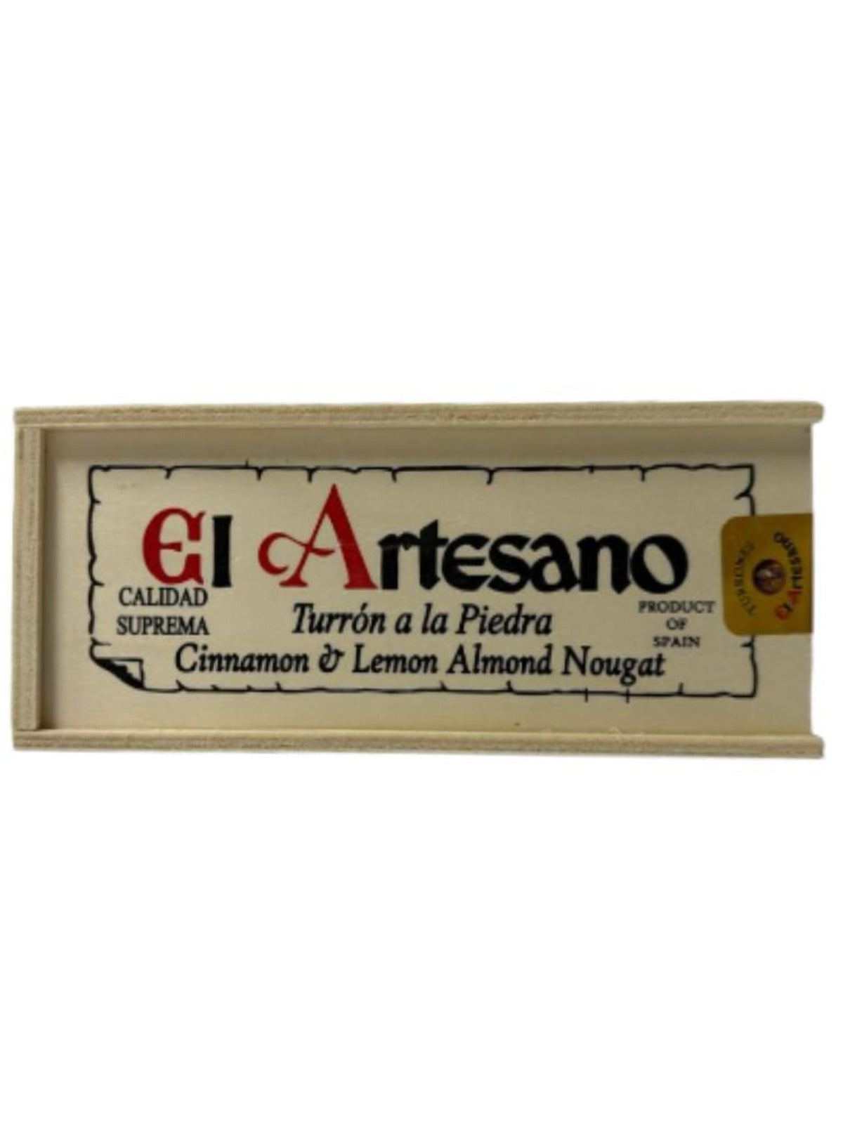 El Artesano Spanish Turron a la Piedra in Wooden Gift Box Cinnamon and Lemon Almond Nougat 300g (Best Before 31-12-2025)
