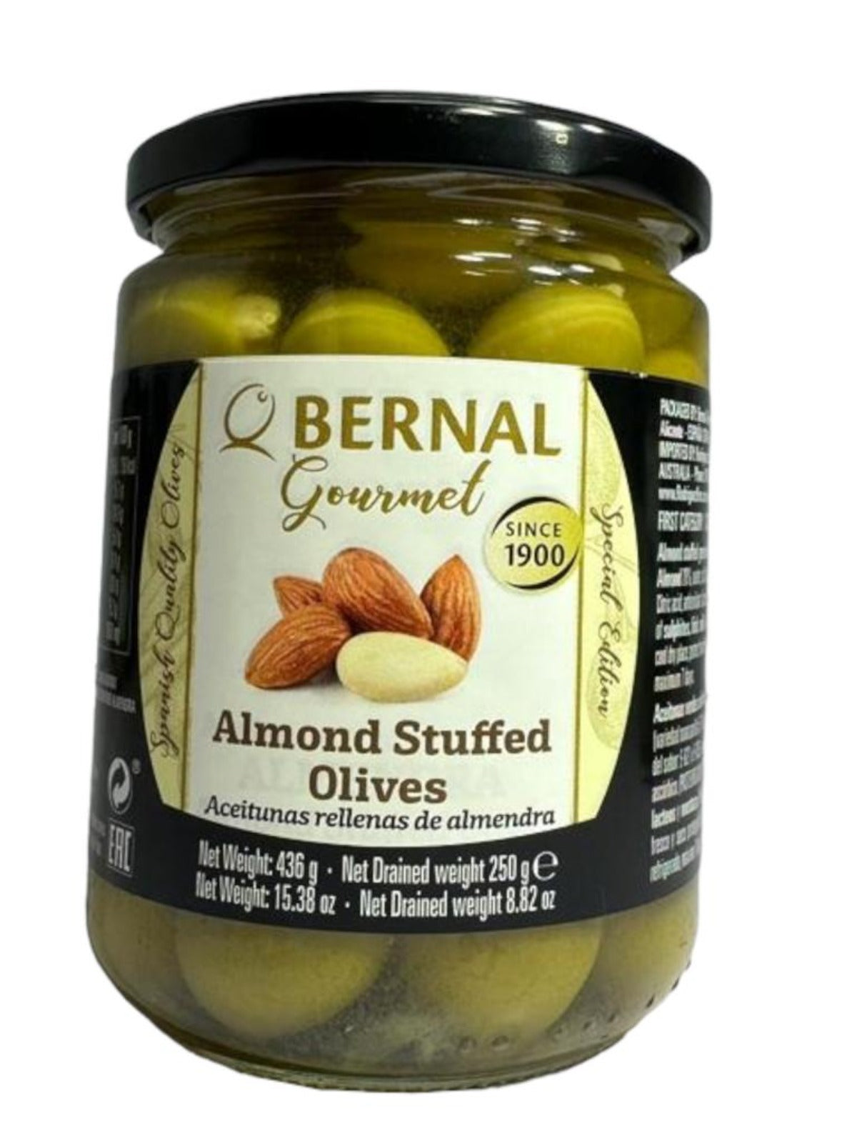 Bernal Gourmet Spanish Almond Stuffed Manzanilla Olives 2 pack 436g x2