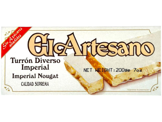 El Artesano Turron Duro Diverso Imperial Spanish Hard Nougat Sugar Free 200g