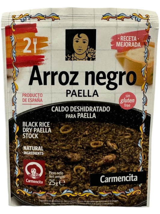 Carmencita Arroz Negro Black Rice Dry Paella Stock 25g