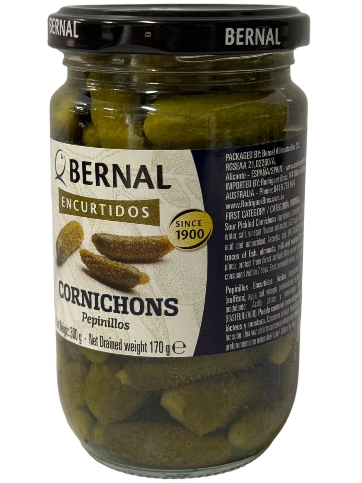 Bernal Encurtidos Cornichons Pepinillos Spanish Gherkins 300g x4 pack