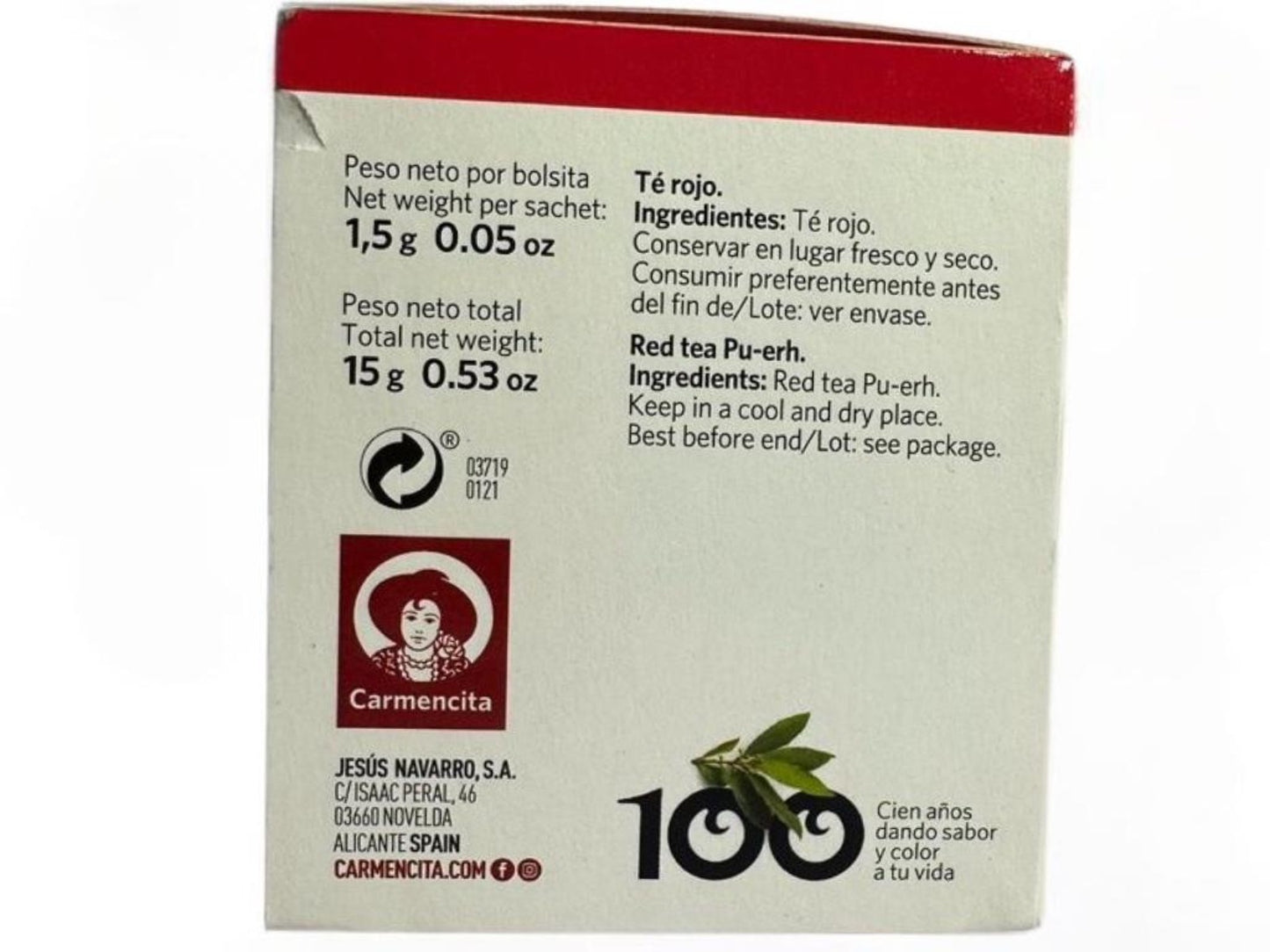 Carmencita Red Tea Pu-Erh 10x bags 15g