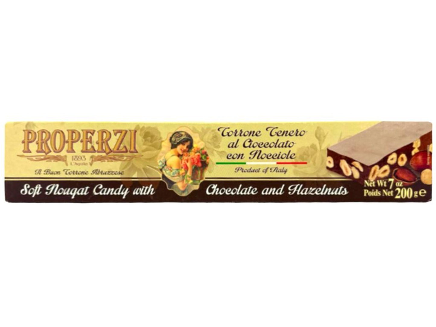 Properzi Italian Soft Nougat Candy With Chocolate And Hazelnut 200g