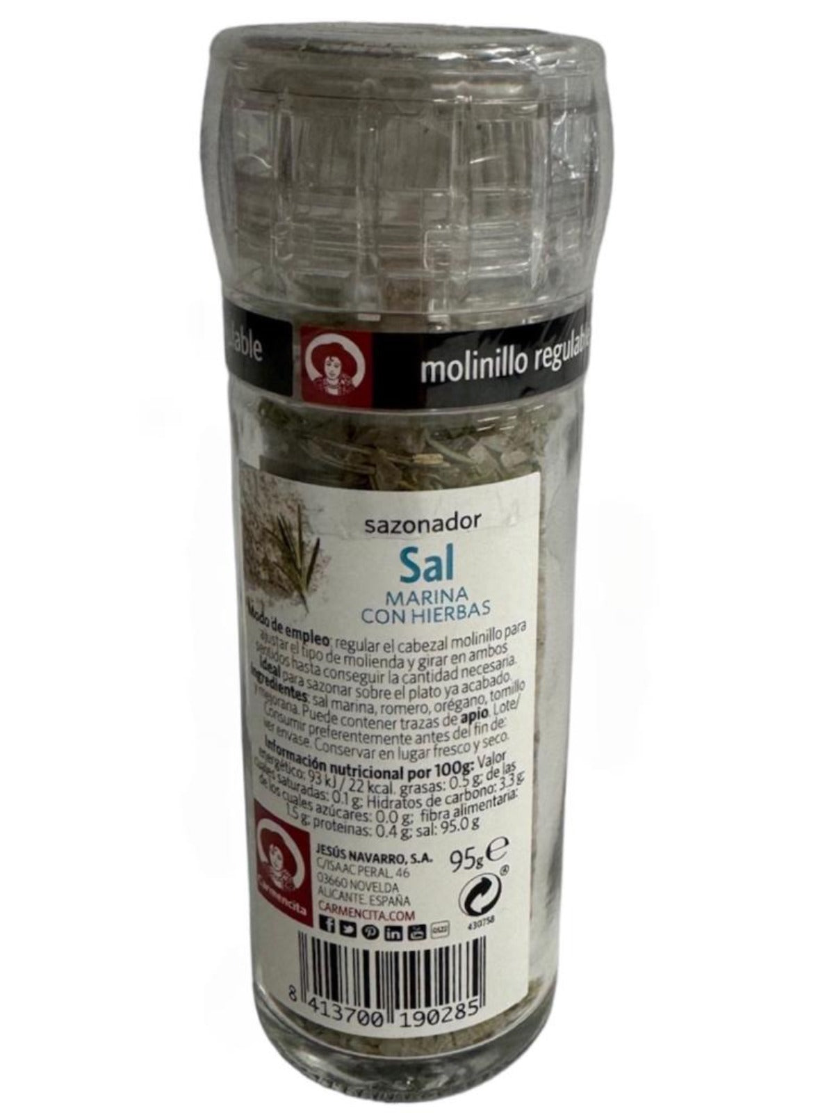 Carmencita Mediterranean Sea Salt With Herbs Grinder 95g
