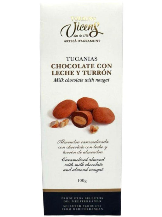 Vicens Tucanias Chocolate Con Leche Spanish Caramelised Almonds With Milk Chocolate With Nougat 100g