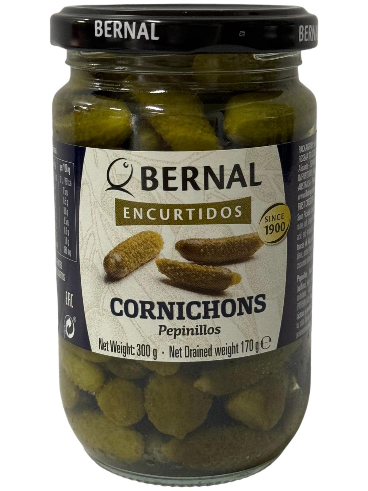 Bernal Encurtidos Cornichons Pepinillos Spanish Gherkins 300g x4 pack