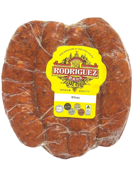 FROZEN AVAILABLE IN STORE ONLY - Chorizo Bilbao Sweet Pork Chorizo Frozen 9 piece pack approx 500g